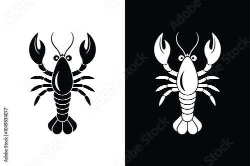 Lobster black lineout icon isolated on white background.	