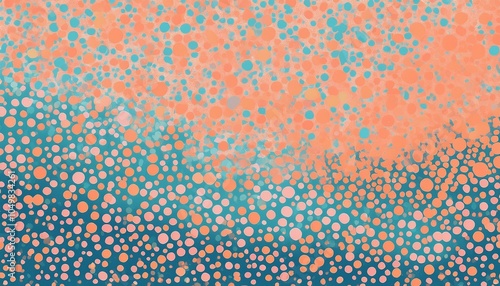 Abstract background with dots of Peach Blush and dots of Bright Blue.