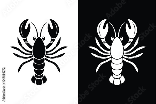 Lobster black lineout icon isolated on white background.	