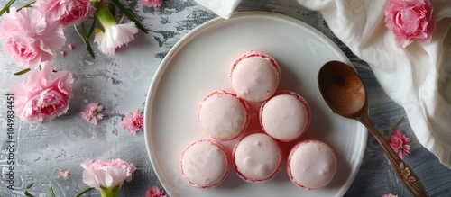 Macaroons on a white plate ...