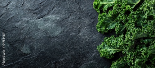 Fresh green kale leaves on ...