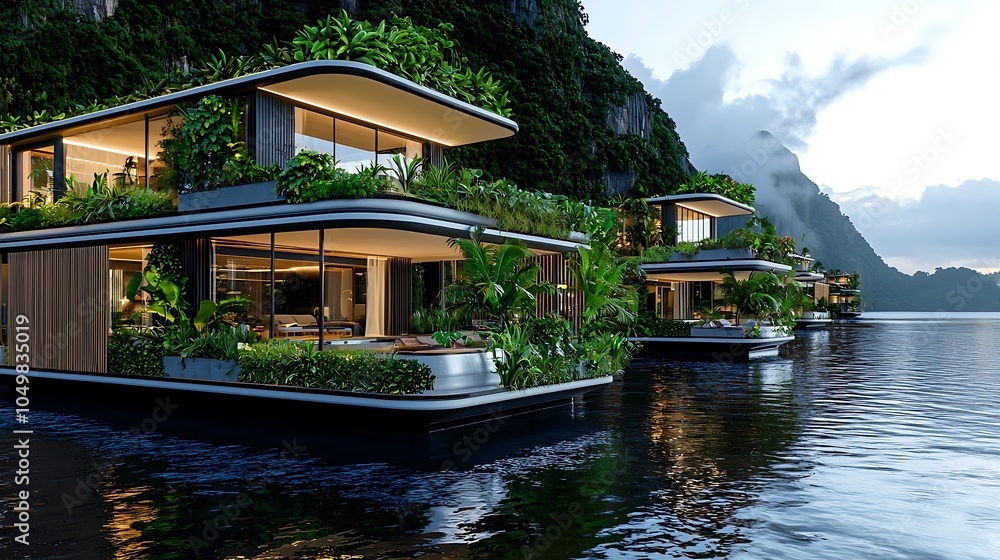 Naklejka premium Floating eco villas
