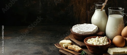 Assorted dairy products on ...