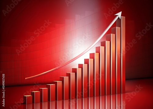Free Download Red Bar Graph Showing Upward Trend on a Bright Background with Copy Space for Business Growth, Financial Success, Data Analysis, and Market Improvement Concepts - GFXLoad