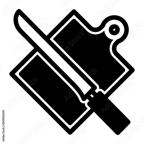 chopping board icon in glyph style. Black fill 
