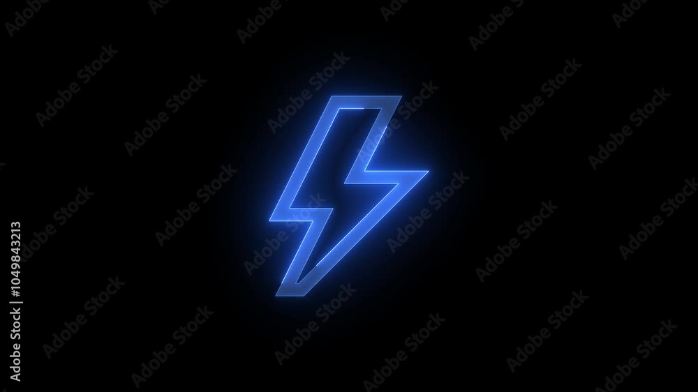 Lightning bolt stroke icon glowing neon blue color animation Lightning bolt stroke icon glowing neon blue color animation