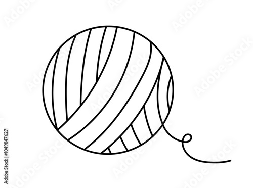 Ball of threads. Outline, Doodle, Line art. Vector flat illustration.