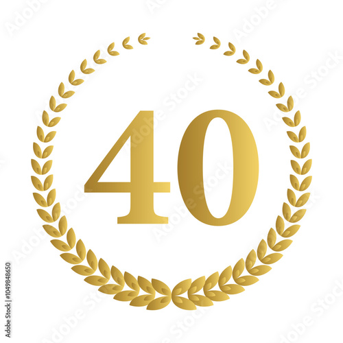 Laurel wreath with number 40. Golden laurel wreath with the number 40 vector illustration.