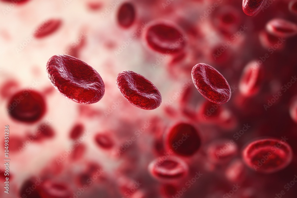 Close-up image of red blood cells flowing through a vein, microscopic view Close-up image of red blood cells flowing through a vein, microscopic view