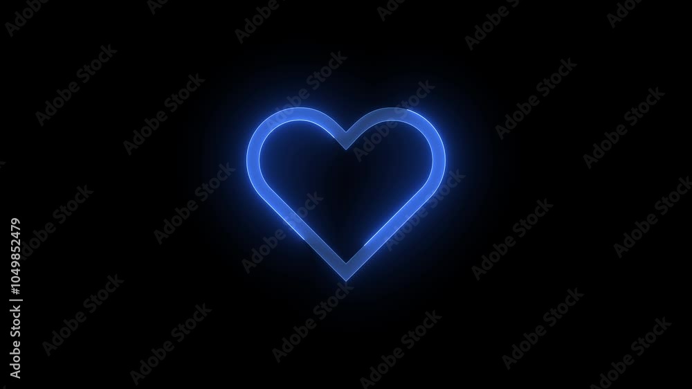 Love heart stroke icon glowing neon blue color animation Love heart stroke icon glowing neon blue color animation