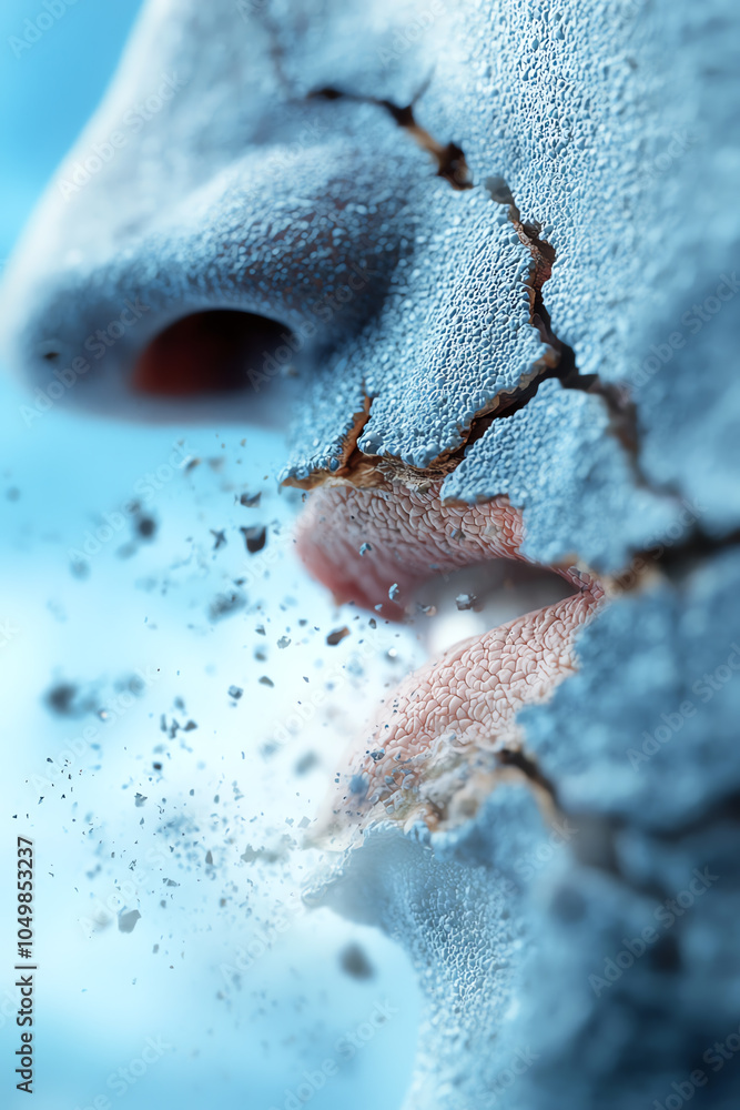 Obraz premium A surreal representation of fragmented identity exploring the intersection of human emotion and digital artistry