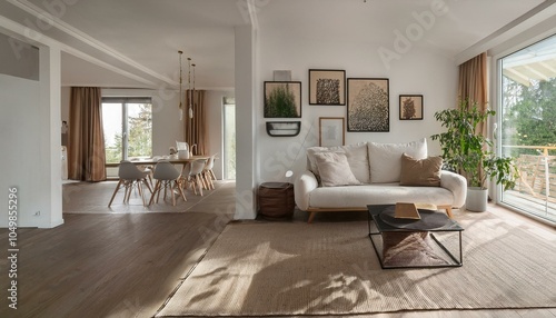 Architektur Modern Innenansicht Wohnen Zimmer Essen Küche Möbeliert