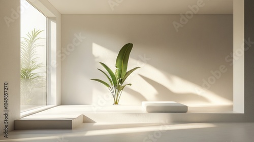 Minimalist Interior Design with a Single Plant and Natural Light