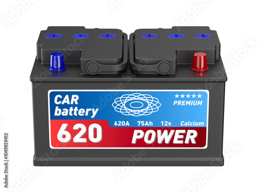 Car battery on white backgr...