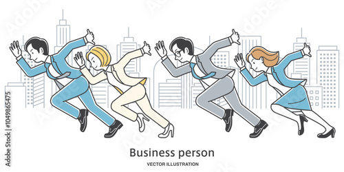 スタートダッシュする会社員の男女イラスト