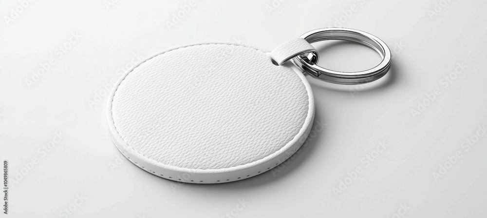 Blank White Leather Keychain Mockup Blank White Leather Keychain Mockup