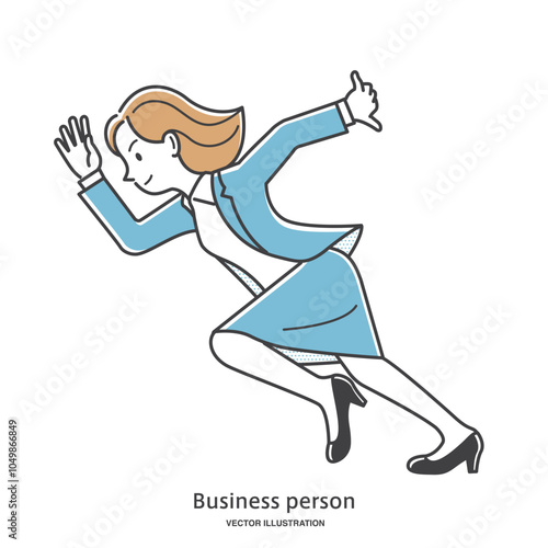 スタートダッシュする女性会社員