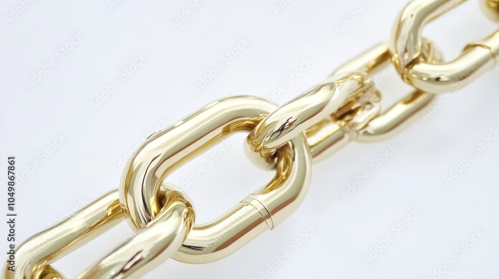 A gold chain with a single unbroken link on a pristine white background for solidarity for strength A gold chain with a single unbroken link on a pristine white background for solidarity for strength