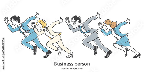 スタートダッシュする会社員の男女イラスト