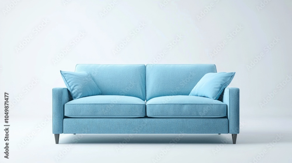 Fototapeta premium Contemporary Blue Sofa Facing Forward
