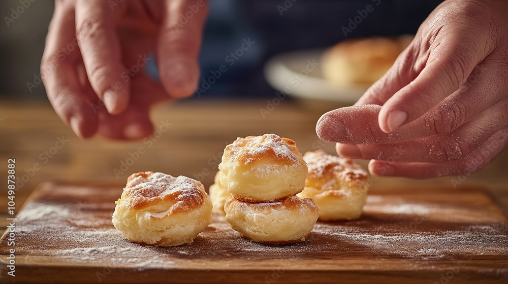 Artistic presentation of freshly baked goods,mphasizing intricate textures and golden-brown tones with premium lighting. Artistic presentation of freshly baked goods,mphasizing intricate textures and golden-brown tones with premium lighting.