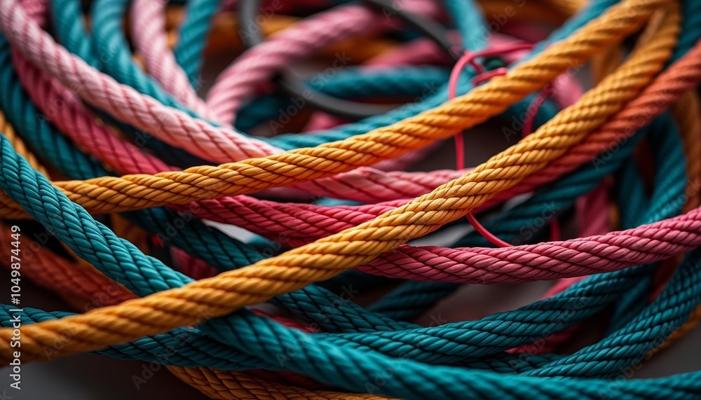 Fototapeta premium Colorful ropes in a bundle ready for use