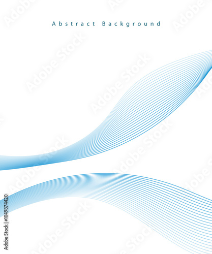 Abstract vector background with blue wavy lines. Blue wave background. Blue lines vector illustration. Curved wave. Abstract wave element for design.
