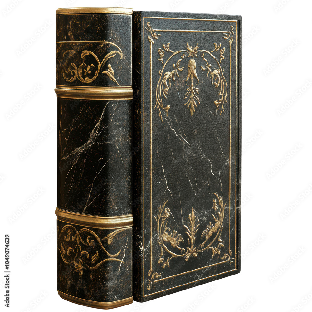 Fototapeta premium Elegant Black Marbled Book with Gold Detailing