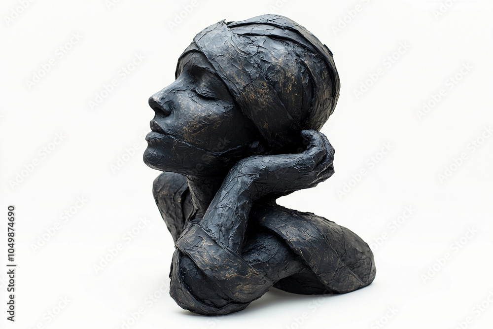 Fototapeta premium doubt isolated on white: Sculpted Face, Doubt Concept