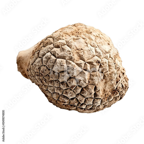 White truffle with earthy aroma isolated lying on a surface, showcasing its unique texture and coloration, isolated on white background 

 photo