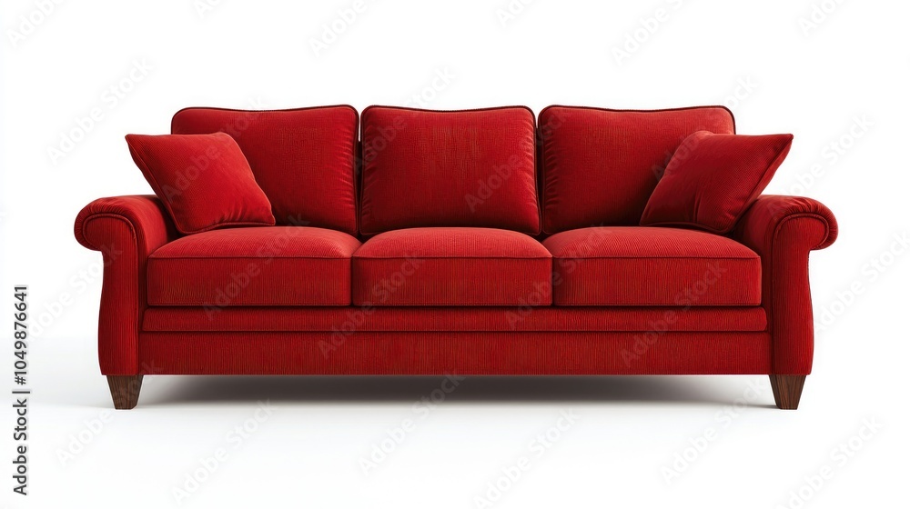 Fototapeta premium Luxurious Red Couch Exuding Comfort and Style