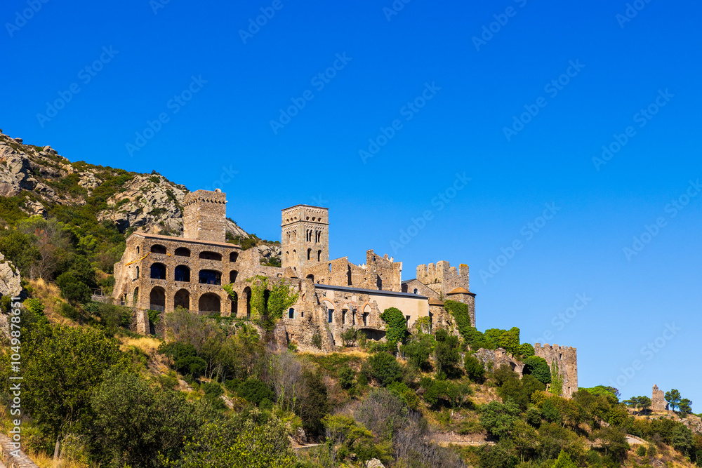 Fototapeta premium Monastery of Sant Pere de Rodes viewed from below on the Camí del Monestir
