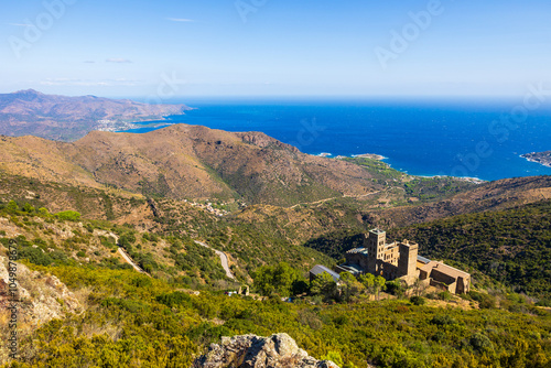 Panorama of the Monastery of Sant Pere de Rodes and the Mediterranean