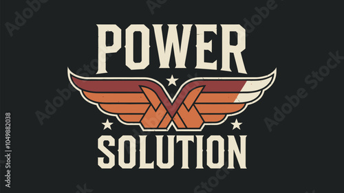 Retro Styled Power Solution Winged Emblem Design 