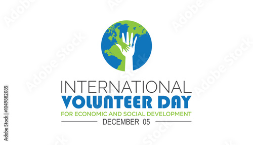 International Volunteer day for Economic and social Development is observed every year on December. People Awareness concept. background, placard, banner template Vector illustration design.