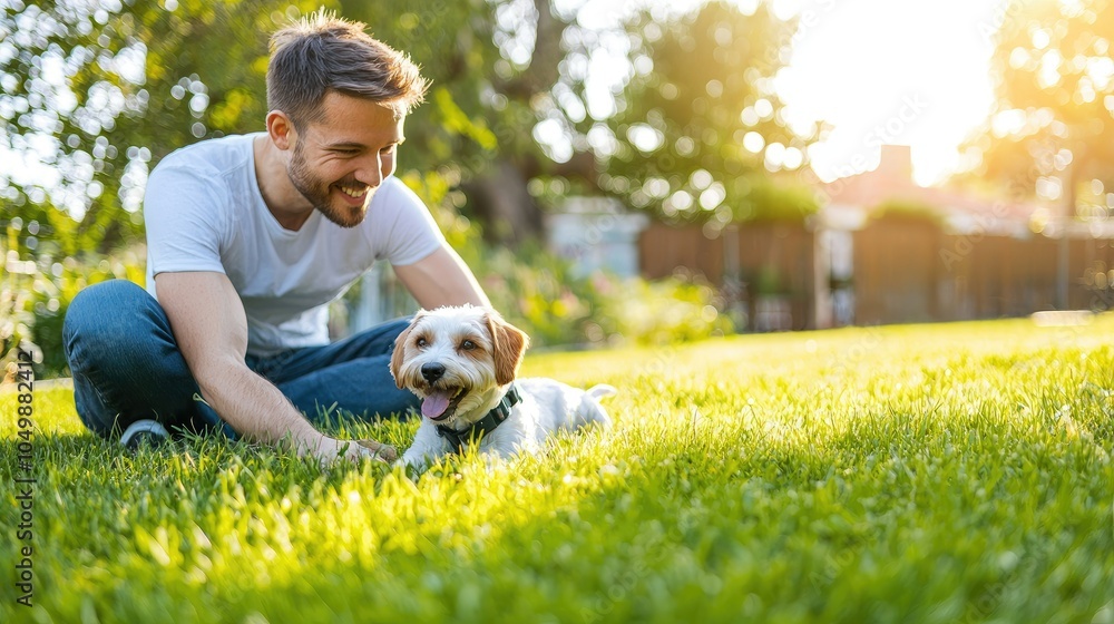 Joyful Moments of Dog and Owner in the Sunlight Joyful Moments of Dog and Owner in the Sunlight