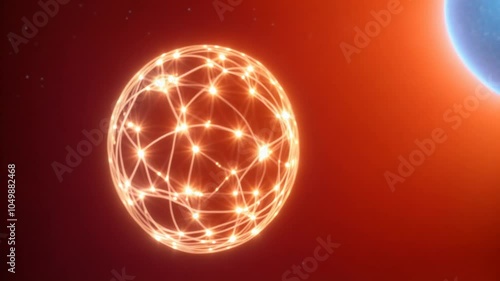 abstract light background, dynamic glowing orbs separating against celestial orange background for vibrant visual effects