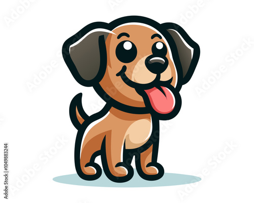 Cartoon Dog Sitting Logo Icon Vector Illustration.