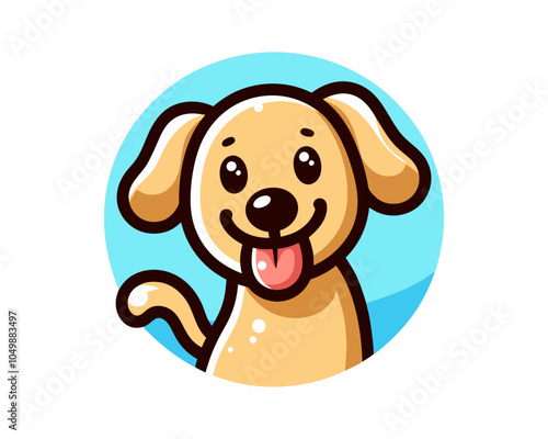 Cartoon Dog Sitting Logo Icon Vector Illustration.