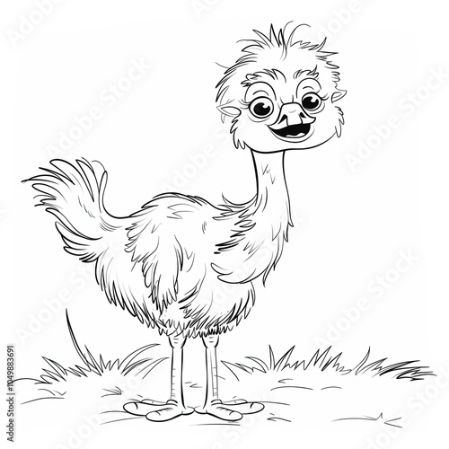 ostrich bird coloring page photo