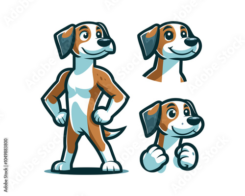 Cartoon Dog Sitting Logo Icon Vector Illustration.