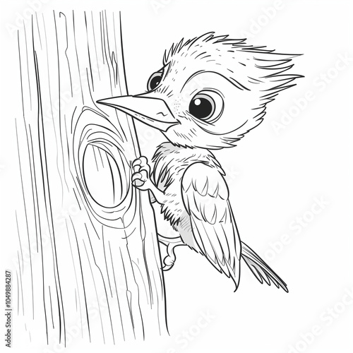 woodpecker bird coloring page photo