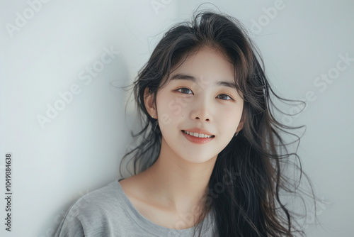 Ethereal Beauty: A Serene Portrait in Soft Blue, Generative AI