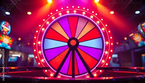 Colorful gameshow wheel with copy space