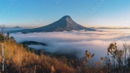 Phu Pa Po, known as Fuji Mountain of Loei, with its distinct conical shape rising above