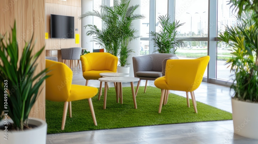 Fototapeta premium Bright and Clean Office Space with Motivational Decor