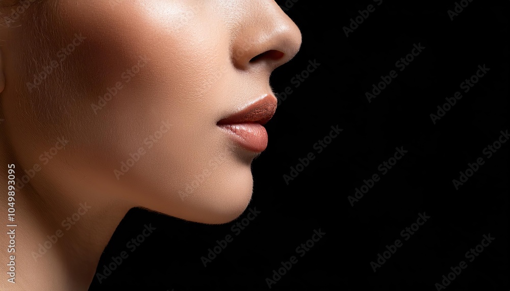 Profile of a woman on a black background Profile of a woman on a black background
