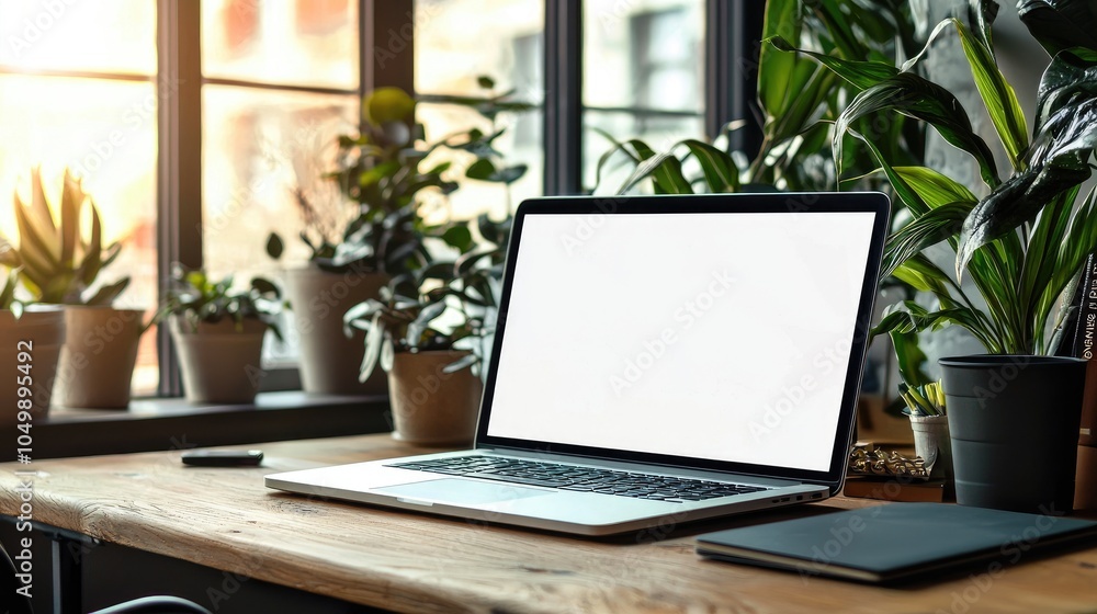 Contemporary Office Setup with Blank Computer Display Contemporary Office Setup with Blank Computer Display