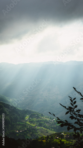 Forested valley under cloudy sky, Erbaa, Tokat, Turkey photo