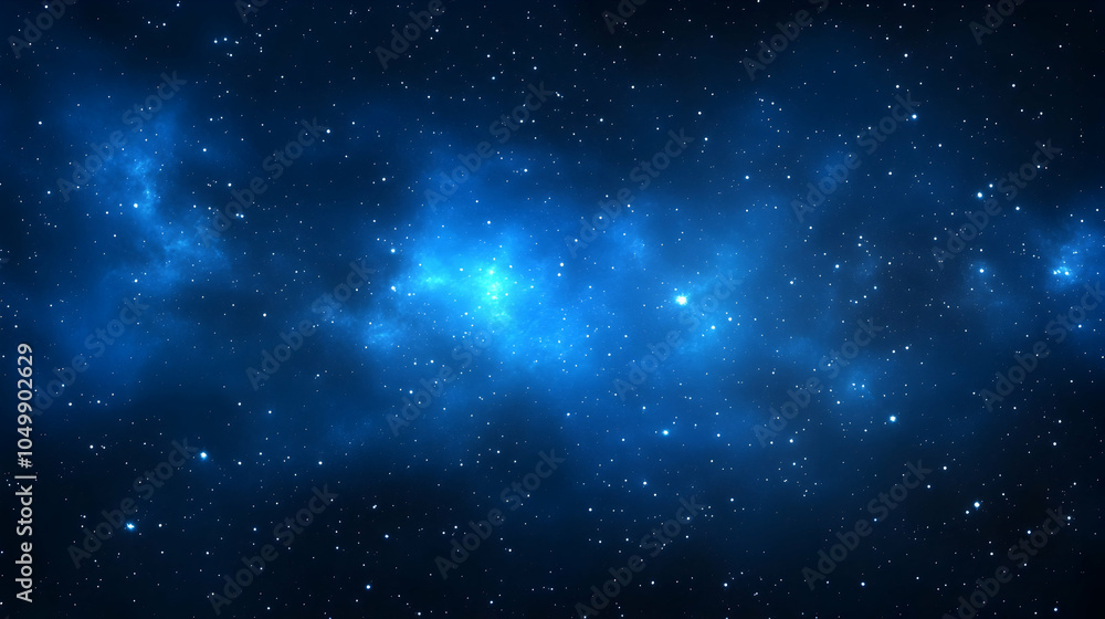 Fototapeta premium Blue Nebula with Stars, space, galaxy, cosmos, universe, night sky